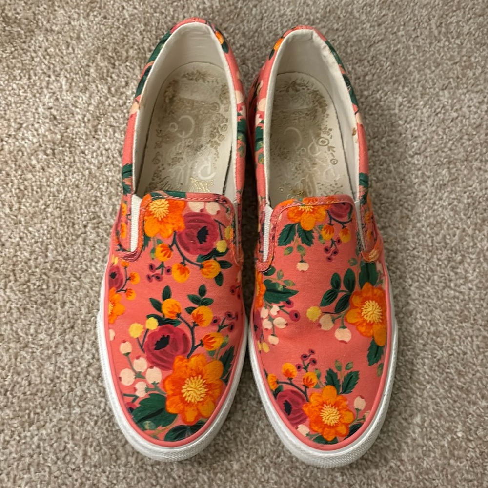 Rifle Paper Co Anchor slip on pink Keds